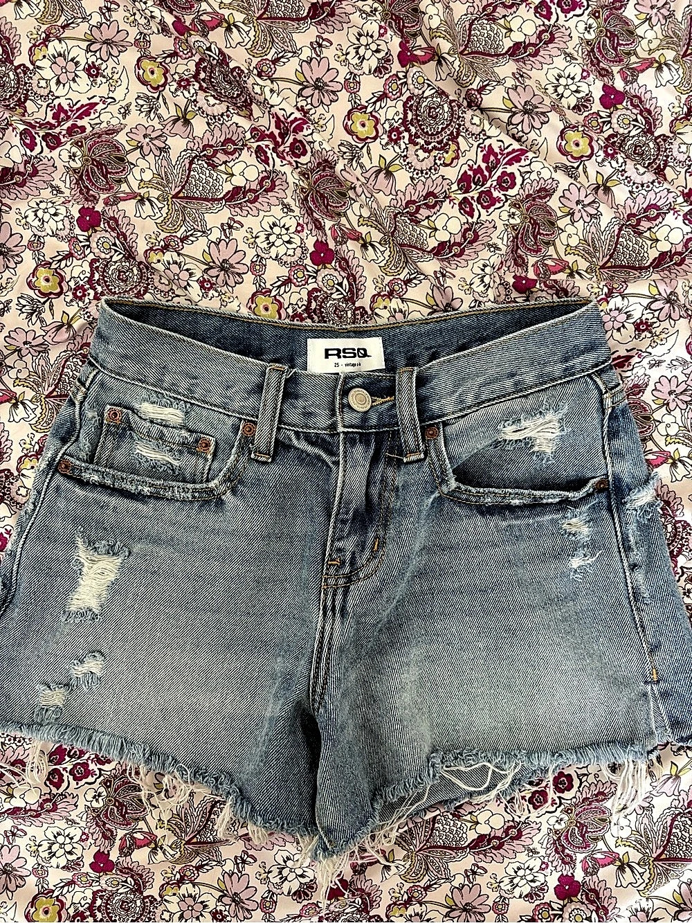 RSQ Vintage A-Line Denim Shorts Blue Waist 25